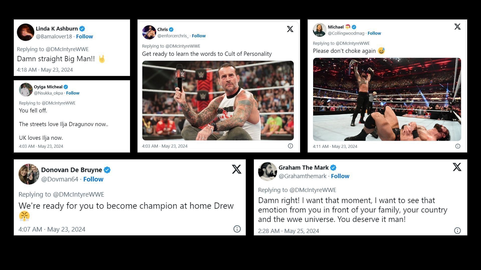 Fan reactions to Drew McIntyre's tweet
